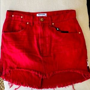 One Teaspoon brand—Red denim mini skirt in size 28